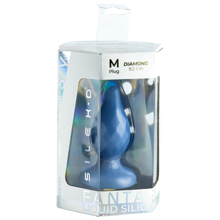 SILEXD - DIAMOND PLUG ANAL FANTASY SILICONE LIQUIDE THERMOREACTIF BLEU NACRÉ 9,2 CM