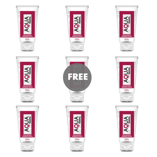 AQUA TRAVEL - LUBRIFIANT A BASE D''EAU SAVEUR FRAMBOISE SAUVAGE - 50 ML 8+1 OFFERT
