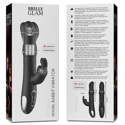 BRILLY GLAM - MOEBIUS VIBROMASSEUR RABBIT ET ROTATIF + TÉLÉCOMMANDE WATCHME