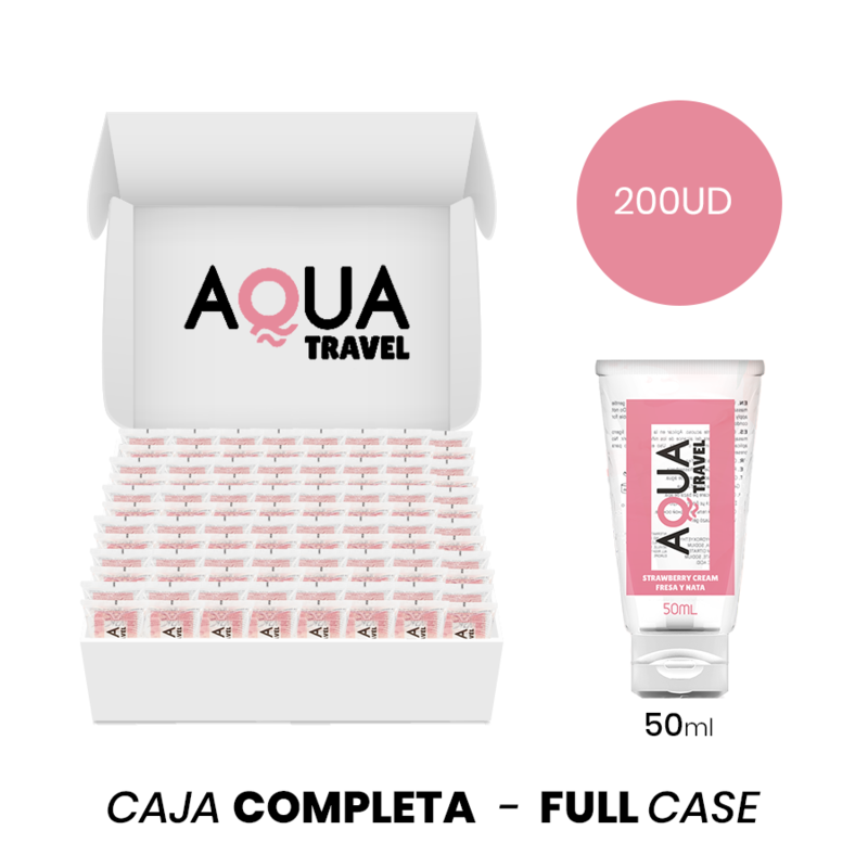 MOQ 200 - AQUA TRAVEL LUBRIFIANT À BASE D''EAU SAVEUR CRÈME DE FRAISE AQUA TRAVEL - 50 ML