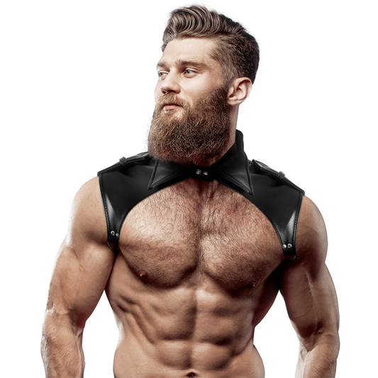 FETISH SUBMISSIVE ATTITUDE - HARNAIS DE COU RÉGLABLE EN ÉCO-CUIR POUR HOMMES BRIGADE