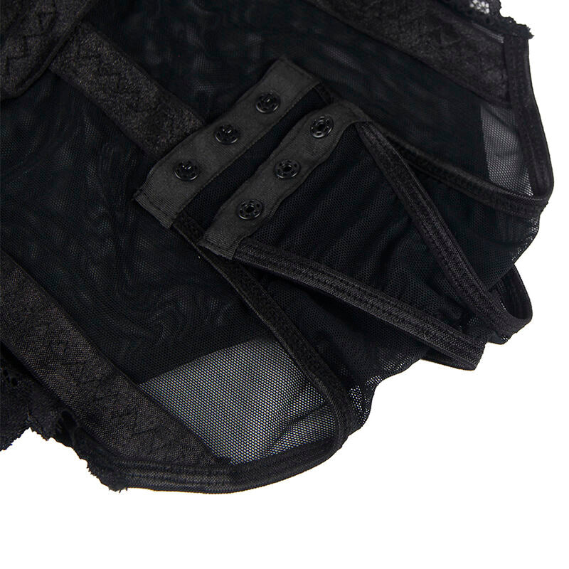 SUBBLIME - TEDDY AVEC JARRETIÈRE DÉTAIL POITRINE NOIR L/XL