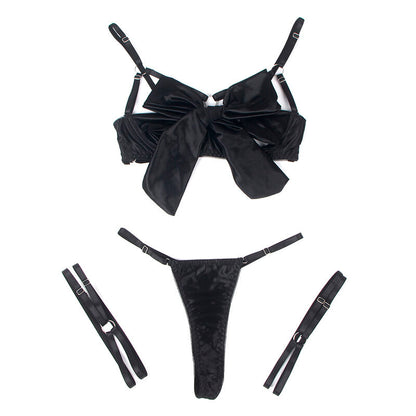 SUBBLIME - 955205 ENSEMBLE SOUTIEN-GORGE AVEC NŒUD NOIR RÉGLABLE L/XL