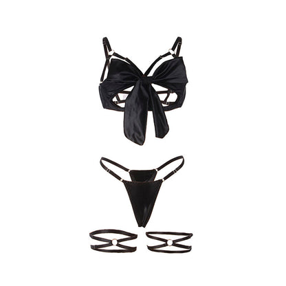 SUBBLIME - 955205 ENSEMBLE SOUTIEN-GORGE AVEC NŒUD NOIR RÉGLABLE L/XL