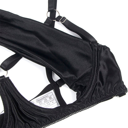 SUBBLIME - 955205 ENSEMBLE SOUTIEN-GORGE AVEC NŒUD NOIR RÉGLABLE L/XL