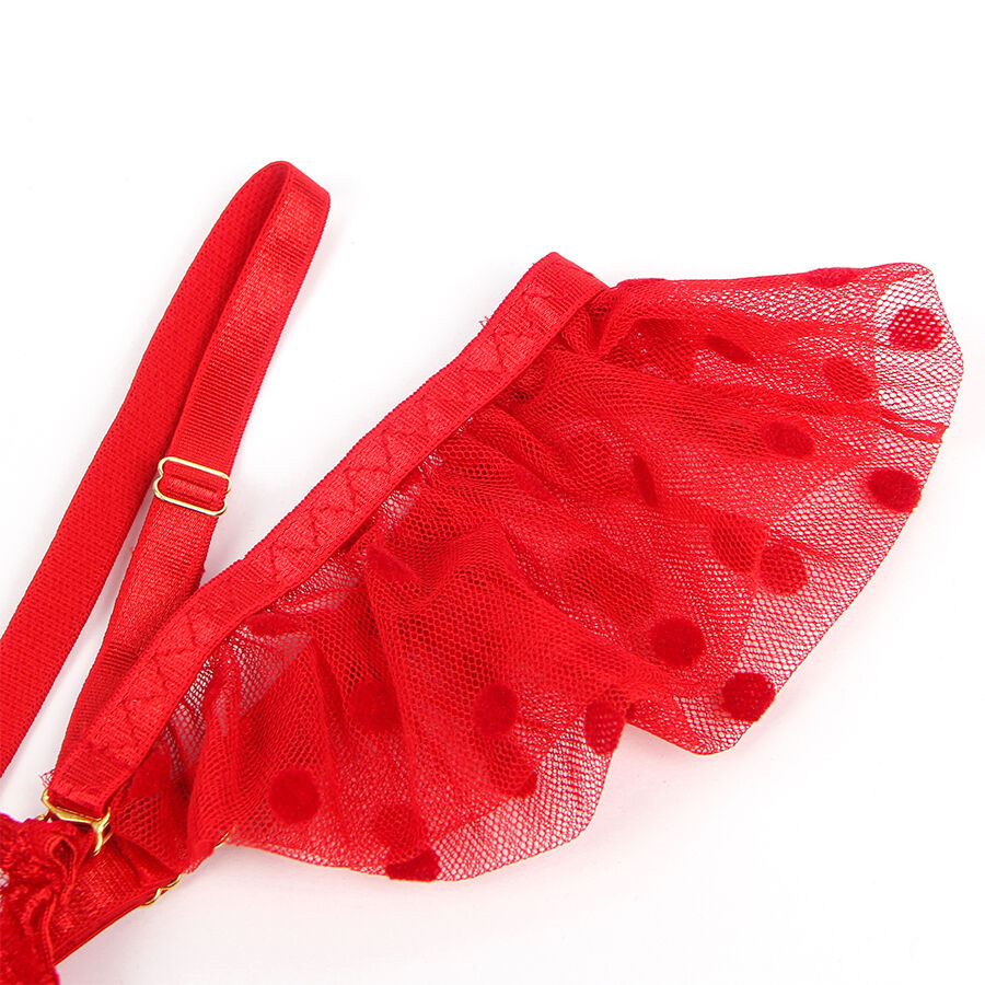 SUBBLIME - 957506 ENSEMBLE SOUTIEN-GORGE ET JARRETELLE EN DENTELLE ROUGE S/M