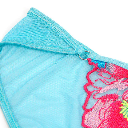 SUBBLIME - 957643 ENSEMBLE SOUTIEN-GORGE ET PORTE-JARRETELLES BRODÉ FLEURS ROSE S/M