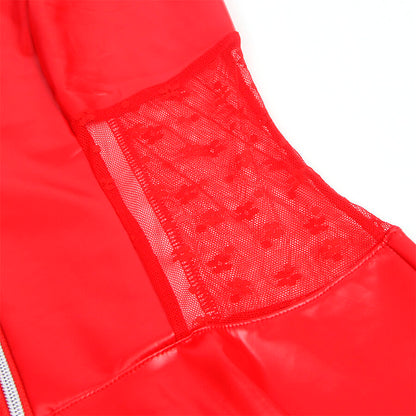 SUBBLIME - 957728 ROBE EN CUIR À FERMETURE ÉCLAIR EN DENTELLE ROUGE S/M