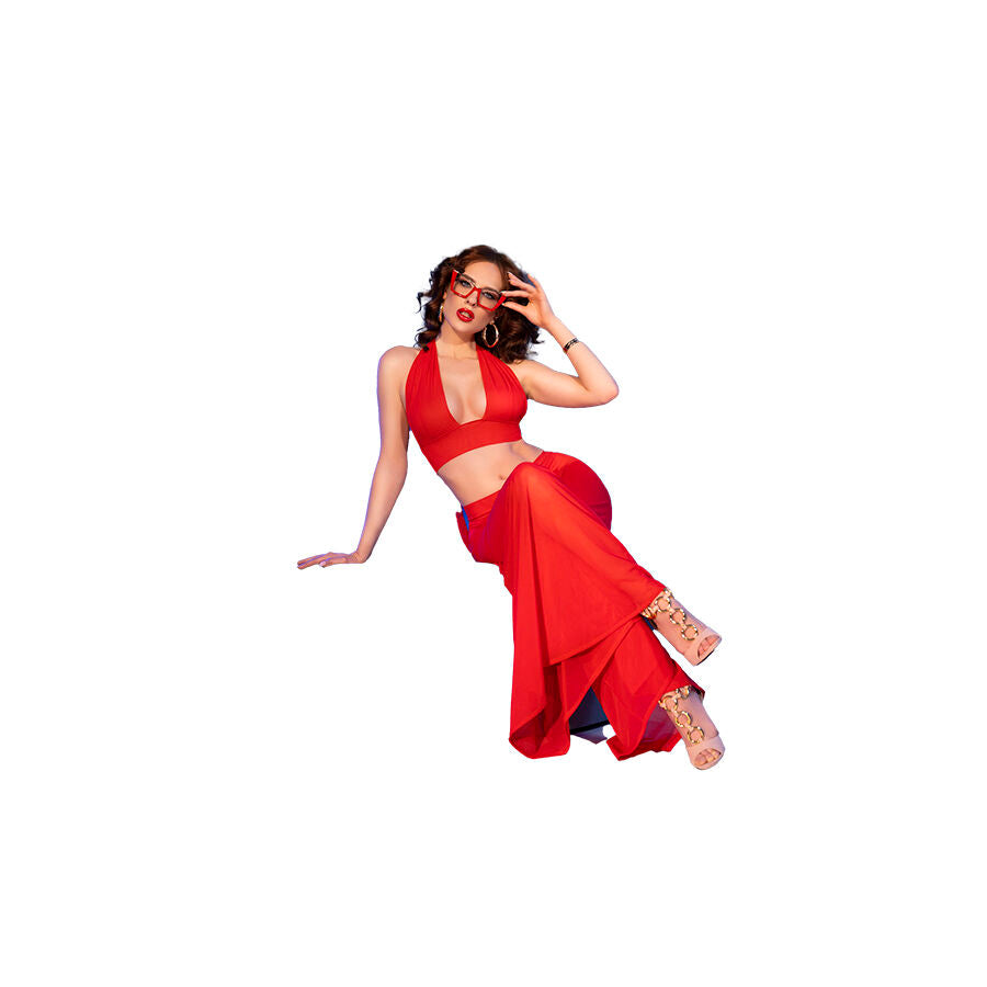 CHILIROSE - CR 4857 ENSEMBLE HAUT ET PANTALON ROUGE TAILLE L