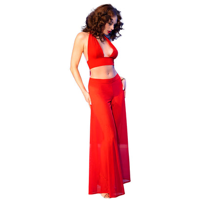 CHILIROSE - CR 4857 ENSEMBLE HAUT ET PANTALON ROUGE TAILLE XL