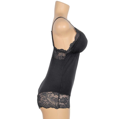 SUBBLIME - TEDDY DÉTAIL DENTELLE FLORALE NOIR S/M