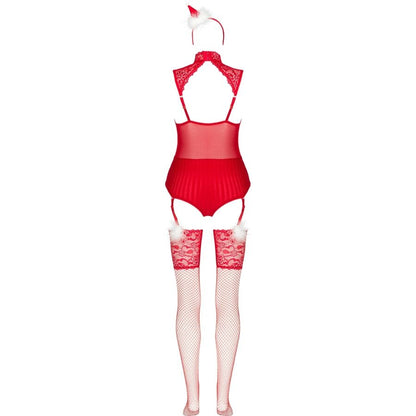 LIVCO CORSETTI FASHION - LIMPID SNOWFLAKES LC 90604 BODY + BAS + BANDEAU DE NOËL S/M