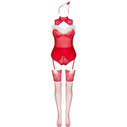 LIVCO CORSETTI FASHION - LIMPID SNOWFLAKES LC 90604 BODY + BAS + BANDEAU DE NOËL L/XL