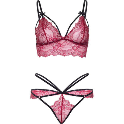 LEG AVENUE - 81623 ENSEMBLE SOUTIEN-GORGE + STRING BORDEAUX TAILLE M