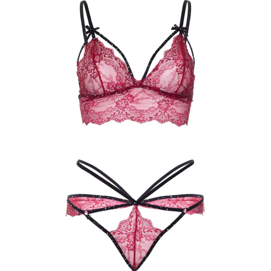 LEG AVENUE - 81623 ENSEMBLE SOUTIEN-GORGE + STRING BORDEAUX TAILLE L