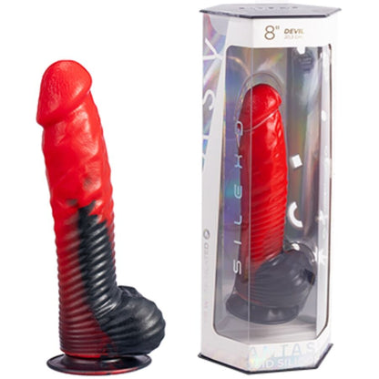 SILEXD - DEVIL GODEMICHÉ EN SILICONE LIQUIDE THERMORÉACTIF ROUGE ET NOIR 20,3 CM