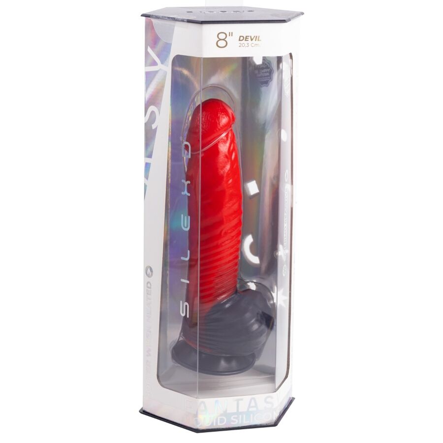 SILEXD - DEVIL GODEMICHÉ EN SILICONE LIQUIDE THERMORÉACTIF ROUGE ET NOIR 20,3 CM