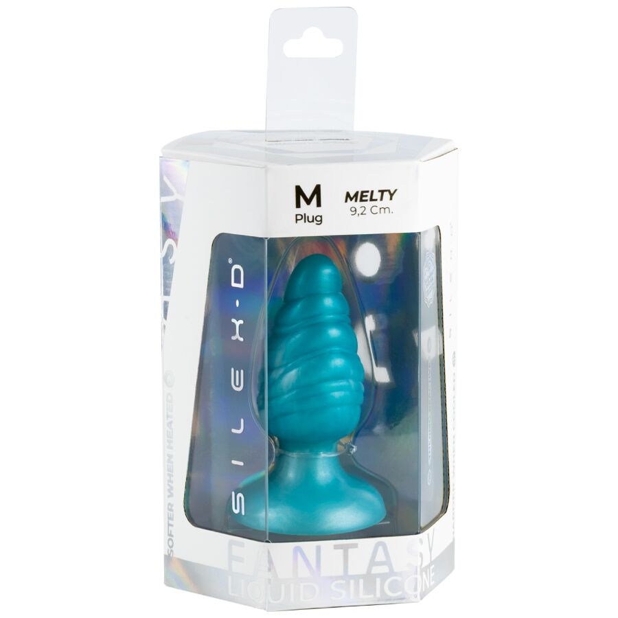 SILEXD - MELTY PLUG ANAL FANTASY SILICONE LIQUIDE THERMOREACTIVE BLEU CÉLESTE 9,2 CM