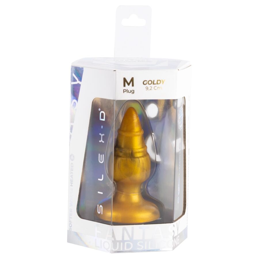 SILEXD - GOLDY PLUG ANAL FANTASY EN SILICONE LIQUIDE THERMORÉACTIF DORÉ 9,2 CM